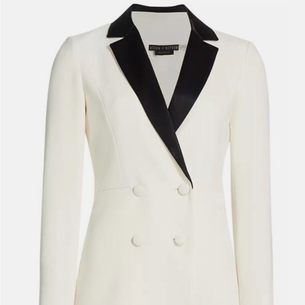 NWT Alice + Olivia Ecru and Black Blazer Dress